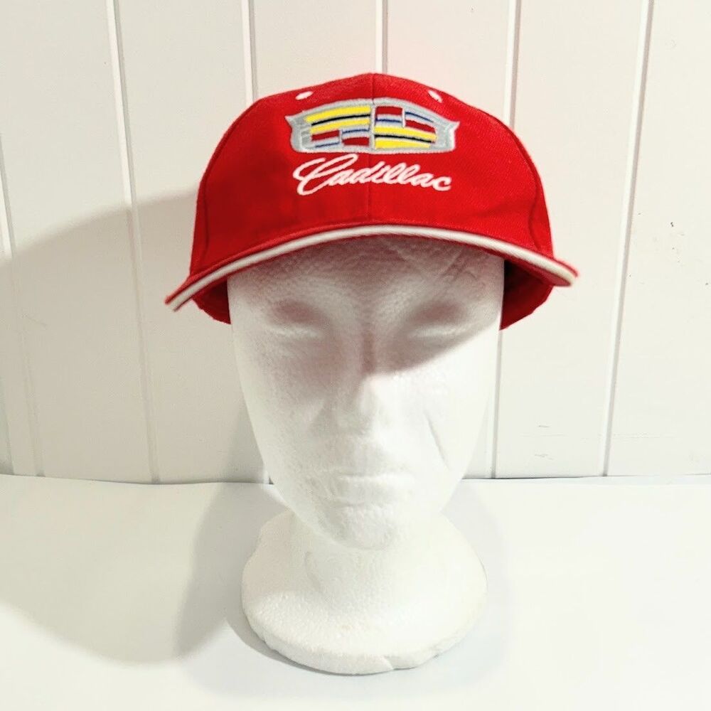 Cadillac Embroidered Logo Red Baseball Cap Dad Hat Adjustable Unisex - Picture 3 of 13
